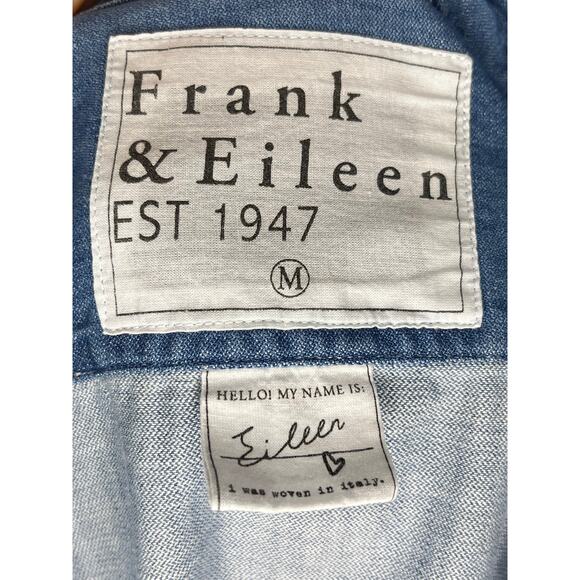 FRANK & EILEEN Sz M Medium Vintage Stonewashed Distressed Denim Eileen Shirt Top - Picture 3 of 10